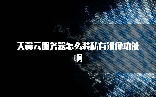 天翼云服务器怎么装私有镜像功能啊