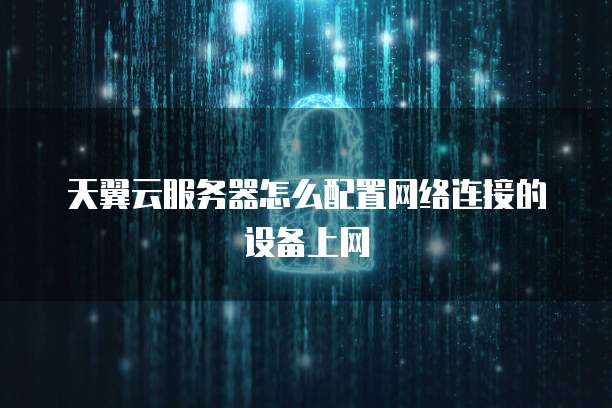 天翼云服务器怎么配置网络连接的设备上网