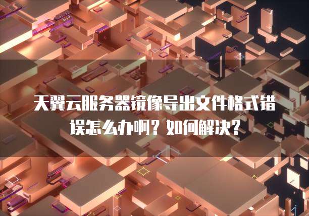 天翼云服务器镜像导出文件格式错误怎么办啊？如何解决？