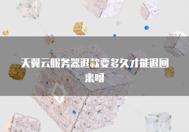天翼云服务器退款要多久才能退回来呀