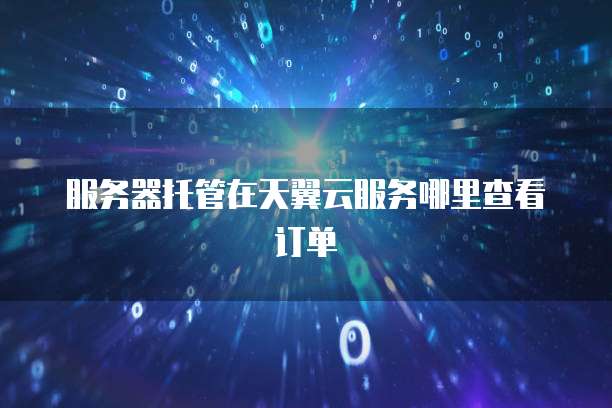 服务器托管在天翼云服务哪里查看订单