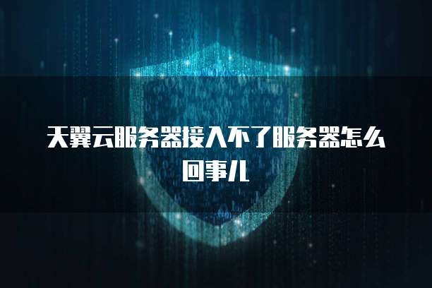 天翼云服务器接入不了服务器怎么回事儿