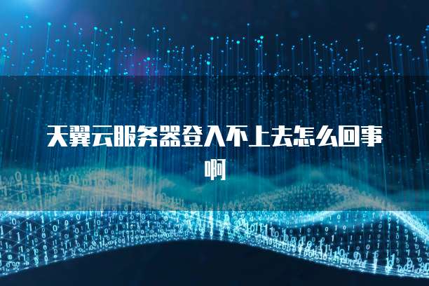 天翼云服务器登入不上去怎么回事啊