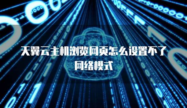 天翼云主机浏览网页怎么设置不了网络模式