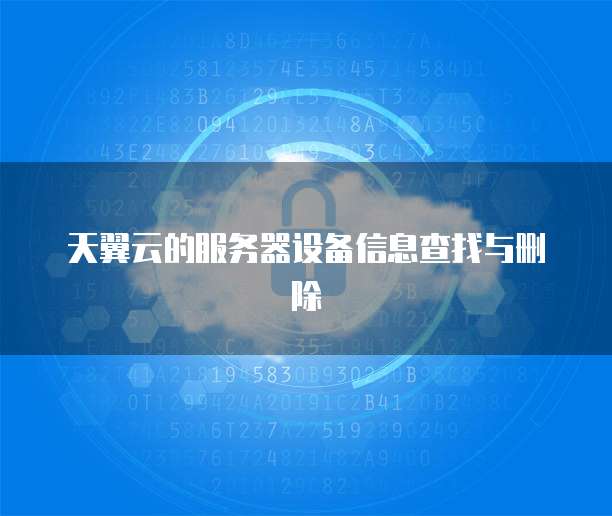 天翼云的服务器设备信息查找与删除