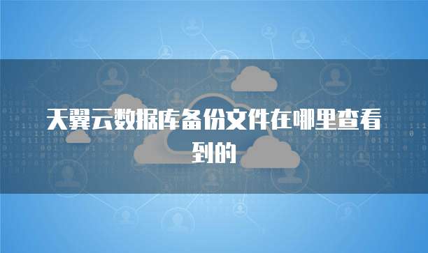 天翼云数据库备份文件在哪里查看到的