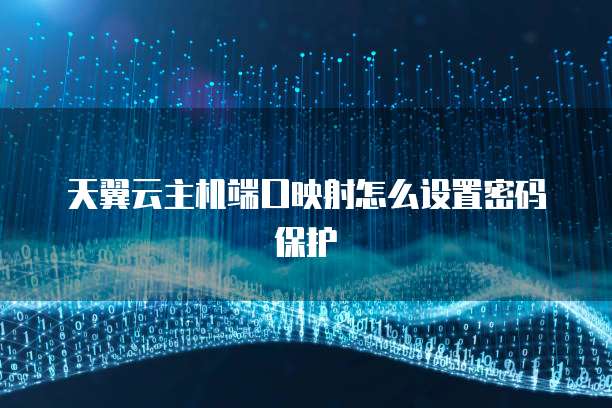 天翼云主机端口映射怎么设置密码保护