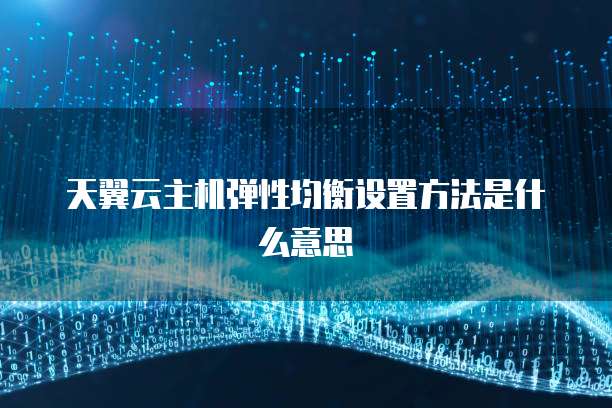 天翼云主机弹性均衡设置方法是什么意思