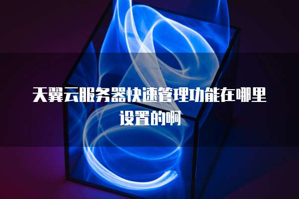 天翼云服务器快速管理功能在哪里设置的啊