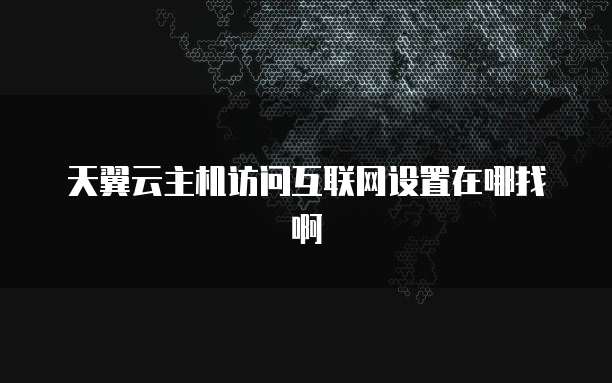 天翼云主机访问互联网设置在哪找啊