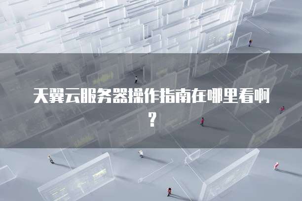 天翼云服务器操作指南在哪里看啊？