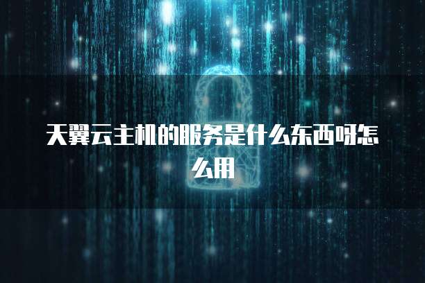 天翼云主机的服务是什么东西呀怎么用