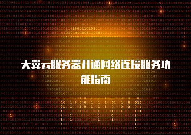 天翼云服务器开通网络连接服务功能指南