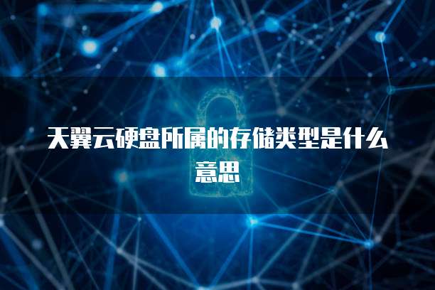 天翼云硬盘所属的存储类型是什么意思